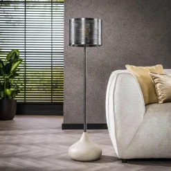 hofstein Lilleballe Lampadaire Crème, Gris, 1 lumière* Lampadaires Et Lampes Sur Pied