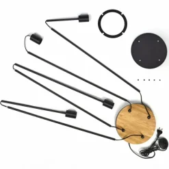 hofstein Limmingen Lampadaire Bois clair, Noir, 4 lumières