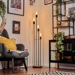 hofstein Limmingen Lampadaire Bois clair, Noir, 4 lumières