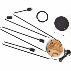 hofstein Limmingen Lampadaire Bois foncé, Noir, 4 lumières