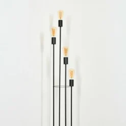 hofstein Limmingen Lampadaire Bois foncé, Noir, 4 lumières