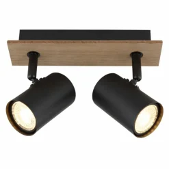 Lampes En Bois-Luminaires Globo Lighting Linca Plafonnier, Spot de plafond, Applique murale, Spot mural Écru, Noir, 2 lumières