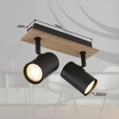 Lampes En Bois-Luminaires Globo Lighting Linca Plafonnier, Spot de plafond, Applique murale, Spot mural Écru, Noir, 2 lumières