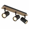 Lampes En Bois-Luminaires Globo Lighting Linca Plafonnier, Spot de plafond, Applique murale, Spot mural Écru, Noir, 3 lumières