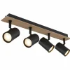 Lampes En Bois-Luminaires Globo Lighting Linca Plafonnier, Spot de plafond, Applique murale, Spot mural Écru, Noir, 4 lumières