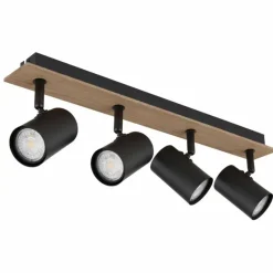 Lampes En Bois-Luminaires Globo Lighting Linca Plafonnier, Spot de plafond, Applique murale, Spot mural Écru, Noir, 4 lumières