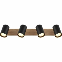 Lampes En Bois-Luminaires Globo Lighting Linca Plafonnier, Spot de plafond, Applique murale, Spot mural Écru, Noir, 4 lumières