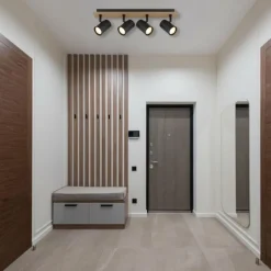 Lampes En Bois-Luminaires Globo Lighting Linca Plafonnier, Spot de plafond, Applique murale, Spot mural Écru, Noir, 4 lumières