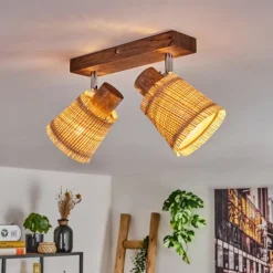 hofstein Lindberg Plafonnier Chrome, Écru, 2 lumières