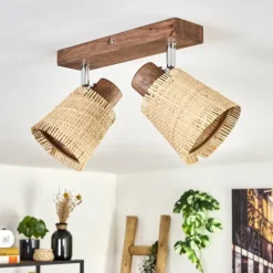 hofstein Lindberg Plafonnier Chrome, Écru, 2 lumières