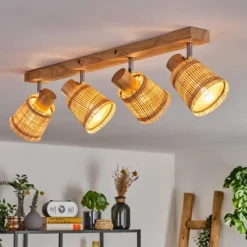 hofstein Lindberg Plafonnier Chrome, Brun clair, 4 lumières