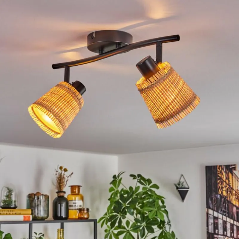 Style Boho-Chic-hofstein Lindberg Plafonnier Noir, 2 lumières