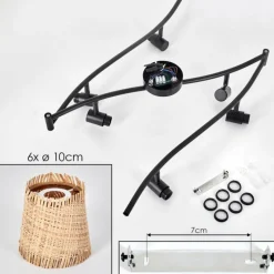 Style Boho-Chic-hofstein Lindberg Plafonnier Noir, 6 lumières