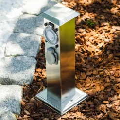 Luminaires Globo Lighting Linden Prises électriques d'extérieur, Accessoire Acier inoxydable, Gris