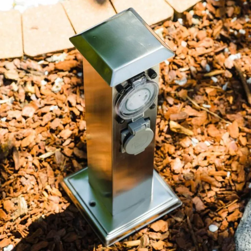 Luminaires Globo Lighting Linden Prises électriques d'extérieur, Accessoire Acier inoxydable, Gris