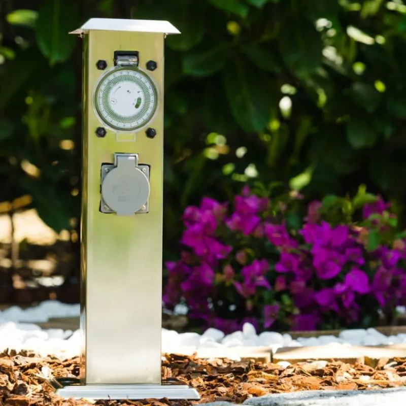 Luminaires Globo Lighting Linden Prises électriques d'extérieur, Accessoire Acier inoxydable, Gris