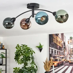 hofstein Linneryd Plafonnier, Boule lumineuse Noir, 4 lumières