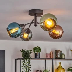 hofstein Linneryd Plafonnier, Boule lumineuse Noir, 4 lumières