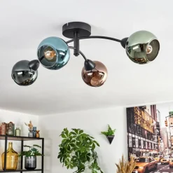 hofstein Linneryd Plafonnier, Boule lumineuse Noir, 4 lumières