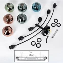 hofstein Linneryd Plafonnier, Boule lumineuse Noir, 6 lumières