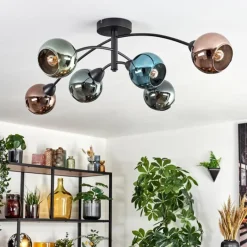 hofstein Linneryd Plafonnier, Boule lumineuse Noir, 6 lumières