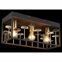 Lampes Dorées-Luminaires Globo Lighting Lisbon Plafonnier Noir, 3 lumières