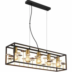 Lampes Dorées-Luminaires Globo Lighting Lisbon Suspension Noir, 5 lumières