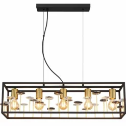 Lampes Dorées-Luminaires Globo Lighting Lisbon Suspension Noir, 5 lumières