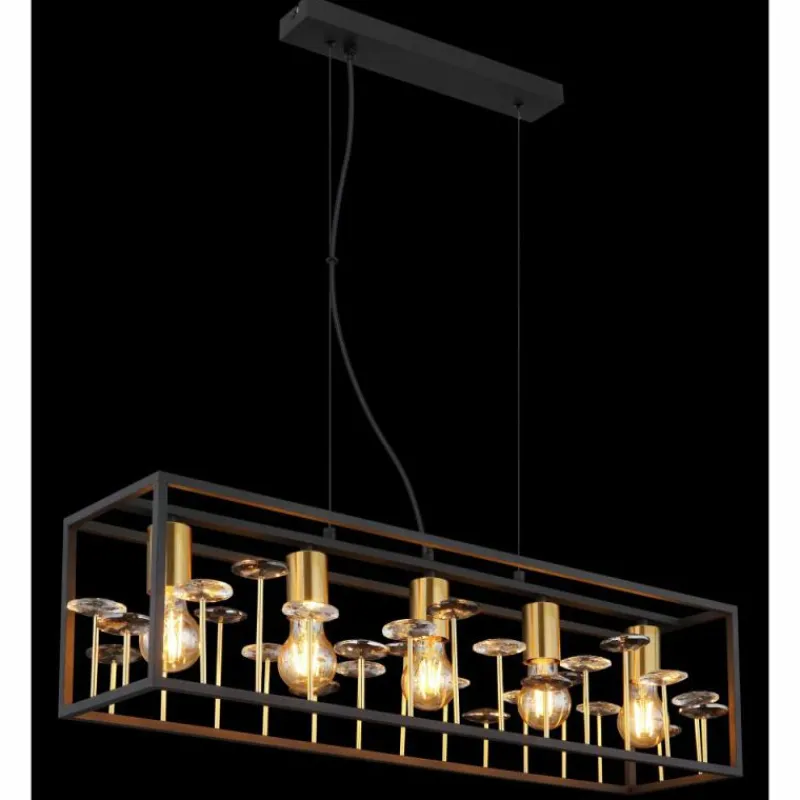 Lampes Dorées-Luminaires Globo Lighting Lisbon Suspension Noir, 5 lumières