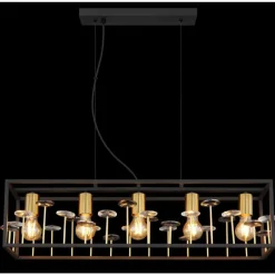 Lampes Dorées-Luminaires Globo Lighting Lisbon Suspension Noir, 5 lumières