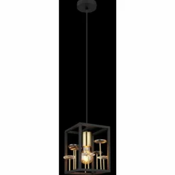 Lampes Dorées-Luminaires Globo Lighting Lisbon Suspension Noir, 1 lumière