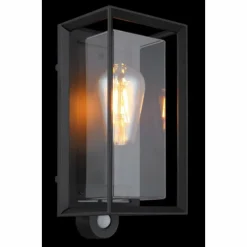 Luminaires Globo Lighting Logana Luminaire extérieur Noir, 1 lumière, Détecteur de mouvement