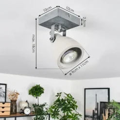 Lampes Industrielles-hofstein Lomma Plafonnier, Spot de plafond Acier brossé, 1 lumière