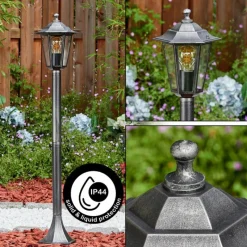 Luminaires Rustiques-hofstein Loria Eclairage de chemin Noir, Argenté, 1 lumière