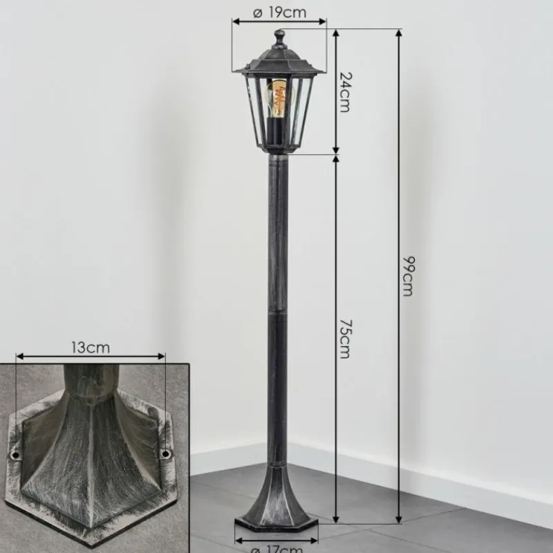 Luminaires Rustiques-hofstein Loria Eclairage de chemin Noir, Argenté, 1 lumière