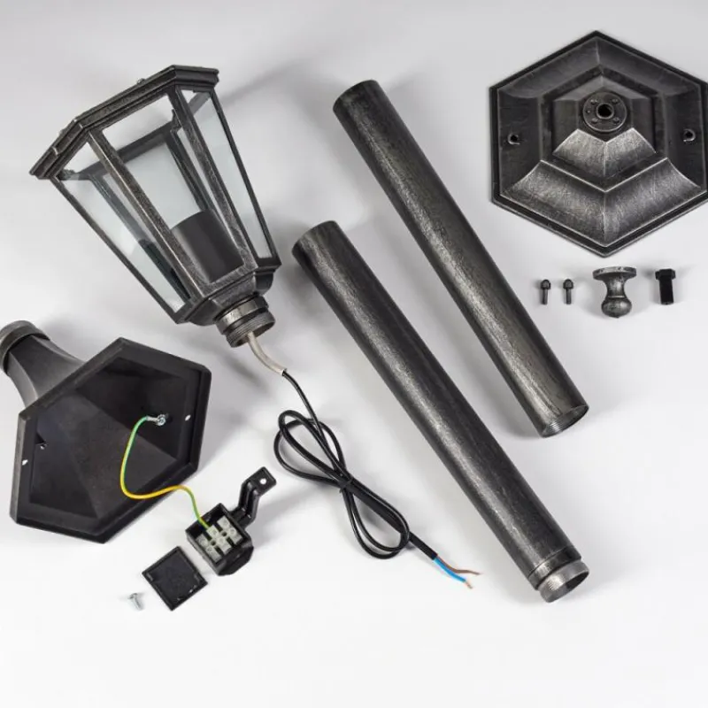 Luminaires Rustiques-hofstein Loria Eclairage de chemin Noir, Argenté, 1 lumière