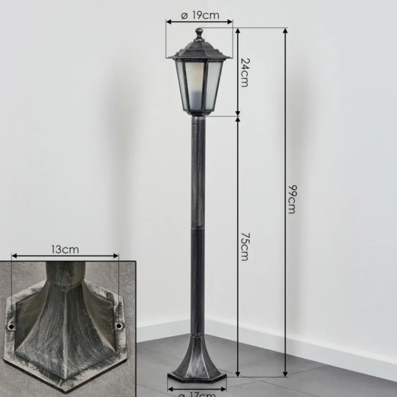 Luminaires Rustiques-hofstein Loria Eclairage de chemin Noir, Argenté, 1 lumière