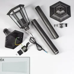 Luminaires Rustiques-hofstein Loria Eclairage de chemin Noir, Argenté, 1 lumière