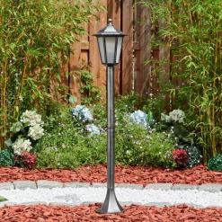 Luminaires Rustiques-hofstein Loria Eclairage de chemin Noir, Argenté, 1 lumière