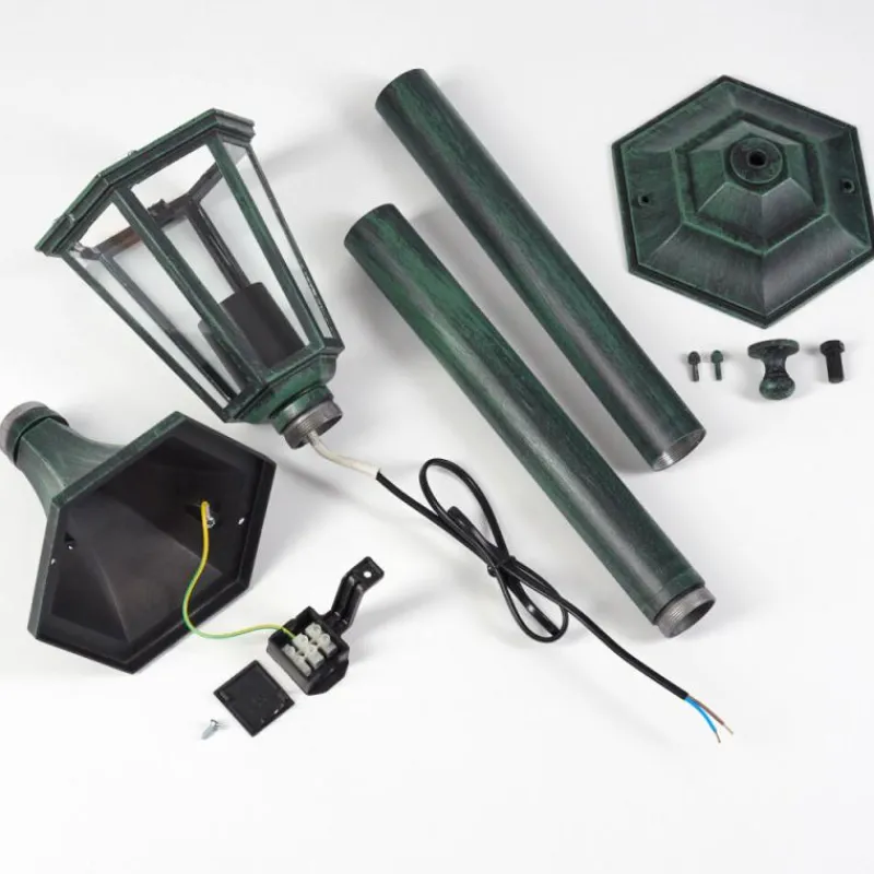 Luminaires Rustiques-hofstein Loria Eclairage de chemin Vert, Noir, 1 lumière