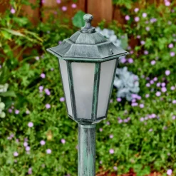 Luminaires Rustiques-hofstein Loria Eclairage de chemin Vert, Noir, 1 lumière