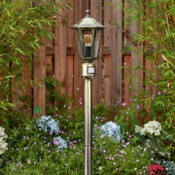 Luminaires Rustiques-hofstein Loria Luminaire extérieur, Eclairage de chemin Brun, Or, Noir, 1 lumière, Détecteur de mouvement