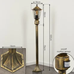 Luminaires Rustiques-hofstein Loria Luminaire extérieur, Eclairage de chemin Brun, Or, Noir, 1 lumière, Détecteur de mouvement