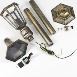 Luminaires Rustiques-hofstein Loria Luminaire extérieur, Eclairage de chemin Brun, Or, Noir, 1 lumière, Détecteur de mouvement