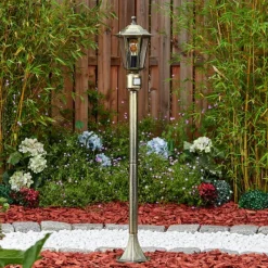 Luminaires Rustiques-hofstein Loria Luminaire extérieur, Eclairage de chemin Brun, Or, Noir, 1 lumière, Détecteur de mouvement