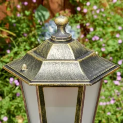 Luminaires Rustiques-hofstein Loria Luminaire extérieur, Eclairage de chemin Brun, Or, Noir, 1 lumière, Détecteur de mouvement