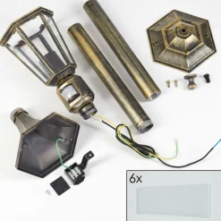 Luminaires Rustiques-hofstein Loria Luminaire extérieur, Eclairage de chemin Brun, Or, Noir, 1 lumière, Détecteur de mouvement