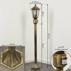 Luminaires Rustiques-hofstein Loria Luminaire extérieur, Eclairage de chemin Brun, Or, Noir, 1 lumière, Détecteur de mouvement