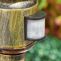 Luminaires Rustiques-hofstein Loria Luminaire extérieur, Eclairage de chemin Brun, Or, Noir, 1 lumière, Détecteur de mouvement