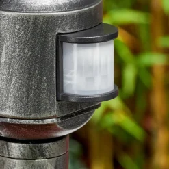 Luminaires Rustiques-hofstein Loria Luminaire extérieur, Eclairage de chemin Noir, Argenté, 1 lumière, Détecteur de mouvement